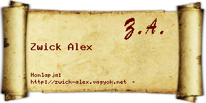 Zwick Alex névjegykártya